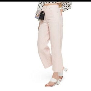 Moto Pink striped Wide Leg Crop Pants size 28